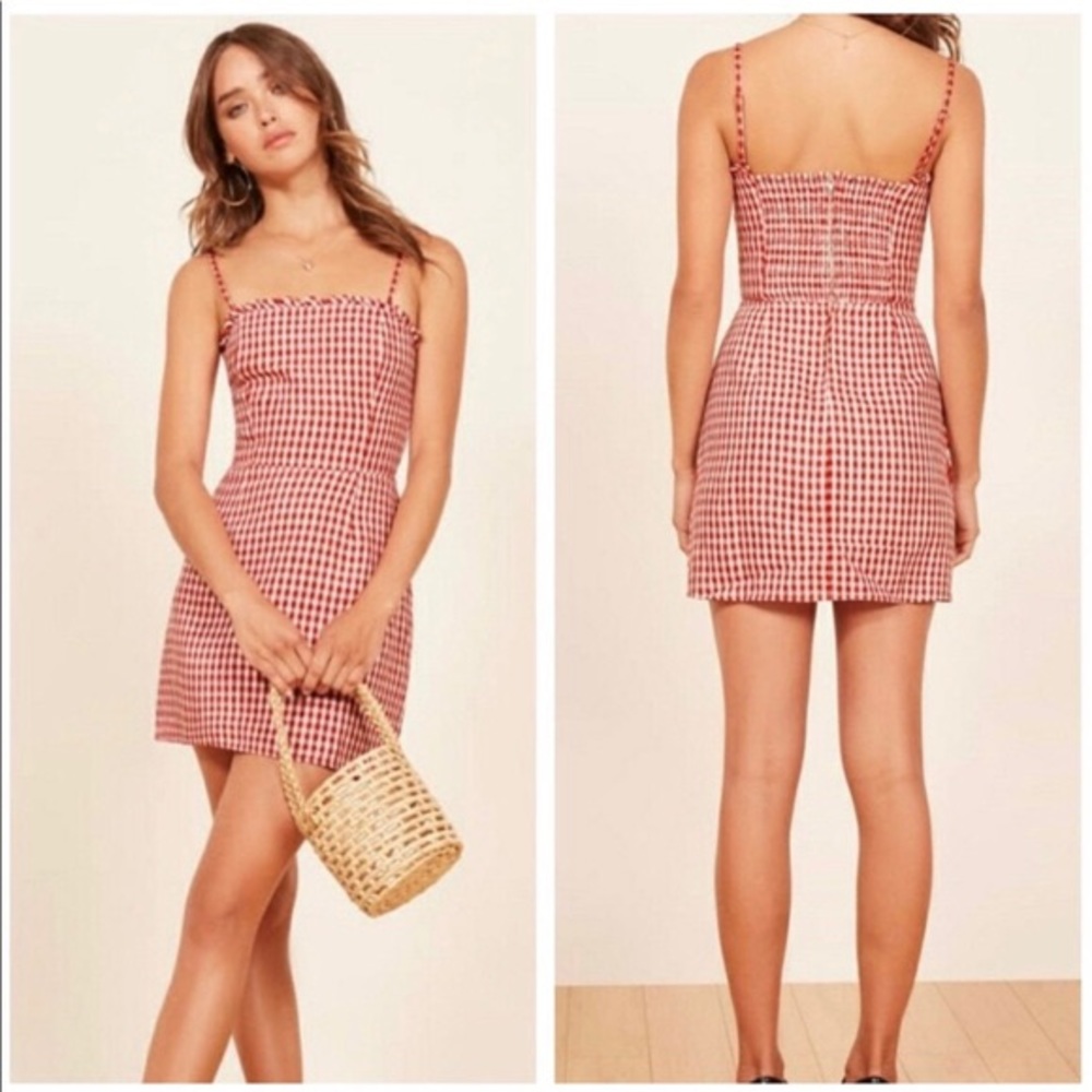 Reformation Red Gingham Dress in 6